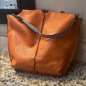 Stylish Faux Orange and Brown Women's 2 In One Travel Bag